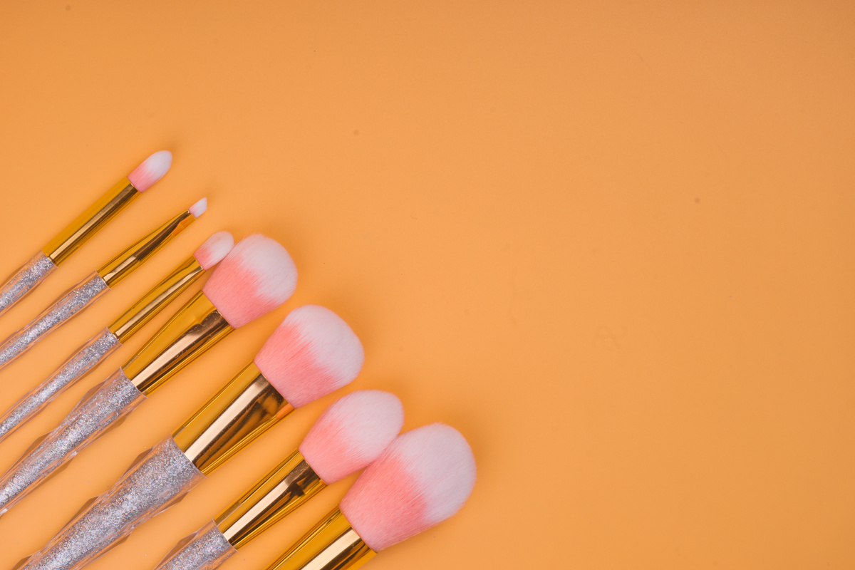 Make up brushes isolated  pastel background